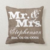 Shop online for handmade burlap ivory pillows with custom monogram