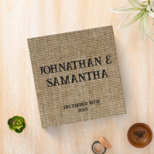 Personalized Rustic Burlap Wedding Binder – Nature