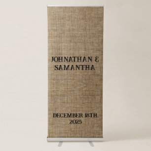 Personalized Rustic Burlap Wedding Retractable  Banner