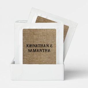 Personalized Rustic Burlap Wedding Tea Favor Tea Bag Drink Mix