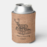 Personalized Rustic Burlap with Deer Illustration