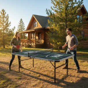 Personalized Rustic Cabin Ping Pong Table 