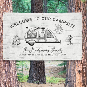 Personalized Rustic Camping Welcome Banner