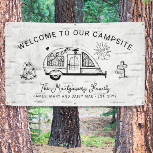 Personalized Rustic Camping Welcome Banner