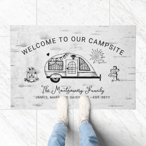 Personalized Rustic Camping Welcome Doormat