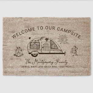 Personalized Rustic Camping Welcome Fiber Doormat