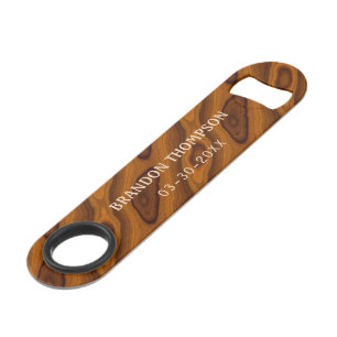Personalized Rustic Chic Classy Wood Grain Pattern Bar Key