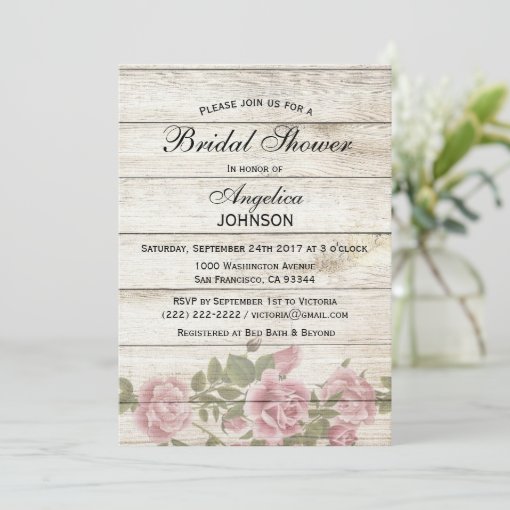 Personalized Rustic Chic Vintage Bridal Shower Invitation | Zazzle