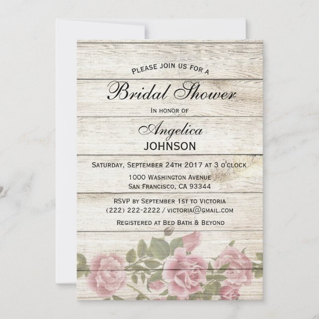 Personalized Rustic Chic Vintage Bridal Shower Invitation (Front)