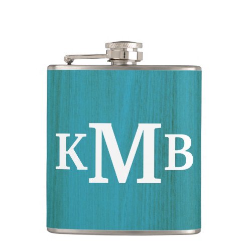 Personalized Rustic Chic Wood Classic Monogram Flask
