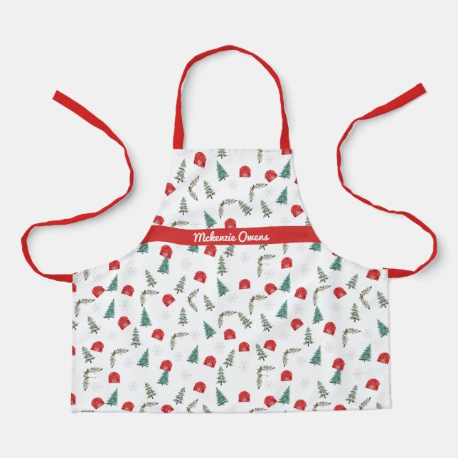 Personalized Rustic Christmas Barn Apron (Front)