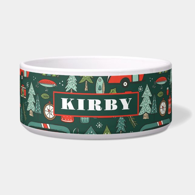 Personalized Rustic Christmas Camping Bowl (Front)