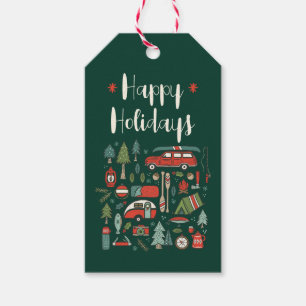 Personalized Rustic Christmas Camping Lake Gift Tags