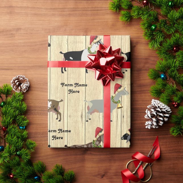 Personalized Rustic Christmas Dairy Goat Herd Wrapping Paper (Holiday Gift)