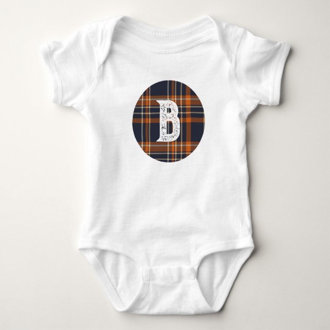 Personalized Rustic Christmas/winter plaid  Baby Bodysuit (Front)