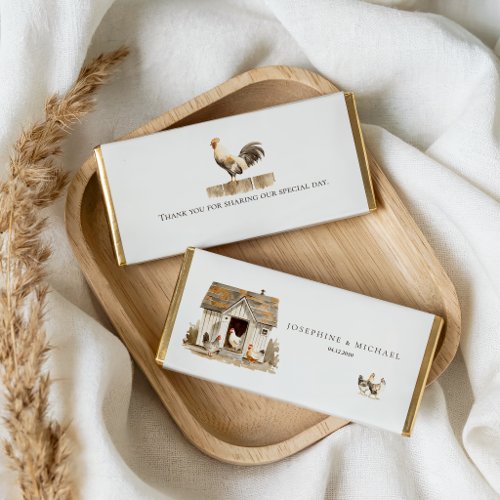 Personalized Rustic Country Farm Chicken Wedding  Hershey Bar Favors