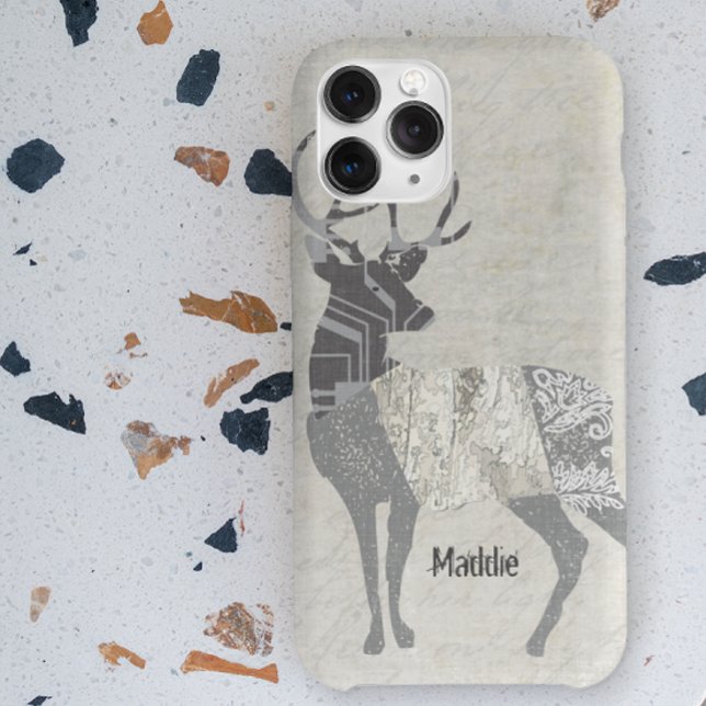 Personalized Rustic Deer Abstract Floral Geometric Case-Mate iPhone Case (Creator Uploaded)