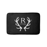 Personalized Rustic Deer Antlers Monogram Bath Mat at Zazzle