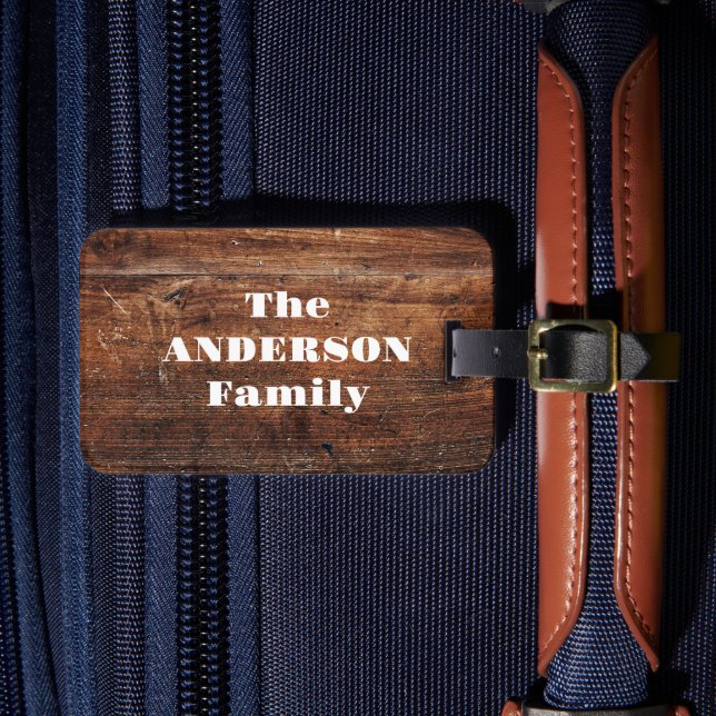 Personalized Rustic Design Luggage Tag (Front Insitu 4)