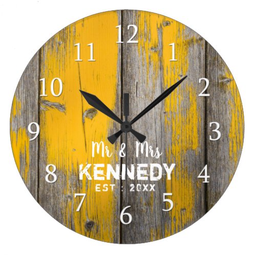 Personalized Rustic Distressed Wood Farmhouse Large Clock
