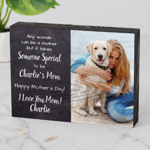 Personalized Rustic Dog Mom Pet Photo Mother's Day Wooden Box Sign