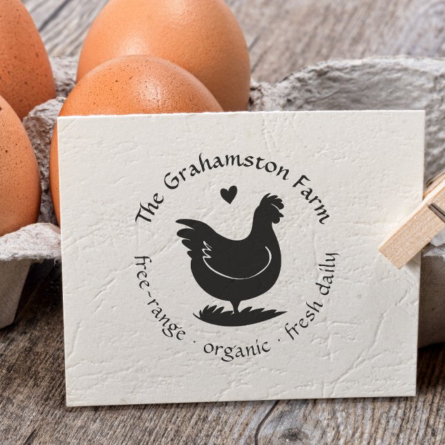 Personalized Rustic Egg Carton Stamp Hen Drawing (Rubber Stamp Mock-up)