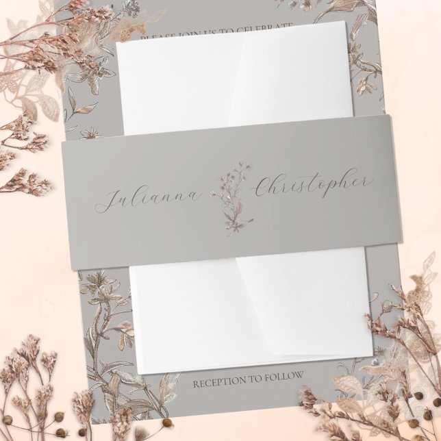 Personalized Rustic Elegant Wildflowers Wedding Invitation Belly Band (Creator Uploaded)