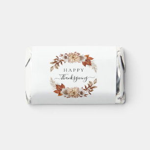 Personalized Rustic Fall Floral Happy Thanksgiving Hershey's Miniatures