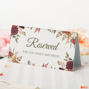 Personalized Rustic Fall Floral Reserved  Table Tent
