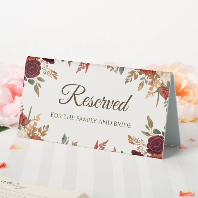 Personalized Rustic Fall Floral Reserved  Table Tent (In SItu (Wedding))