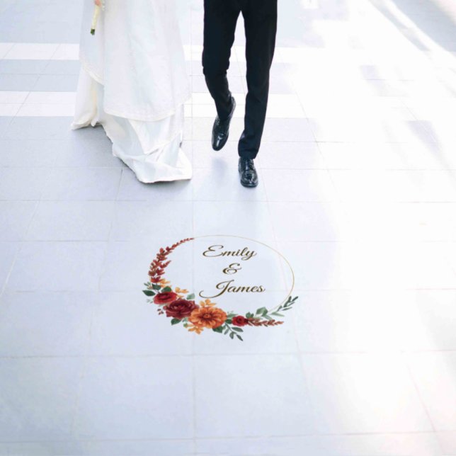 Personalized Rustic Fall Floral Wedding  Floor Decals (Wedding)