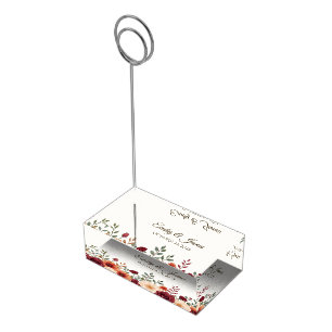 Personalized Rustic Fall Floral Wedding Place Card Holder