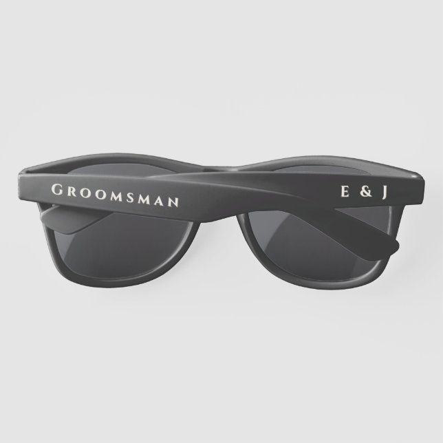 Personalized Rustic Fall Wedding Groomsman  Sunglasses (Back)