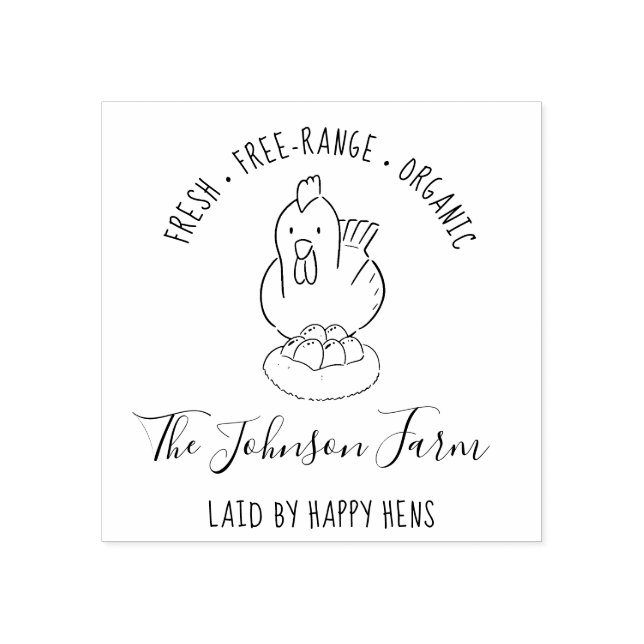 Personalized Rustic Family Egg Farm Rubber Stamp (Imprint)
