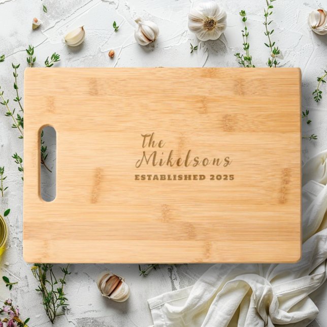 Personalized Rustic Family Established Engraved Cutting Board (Creator Uploaded)