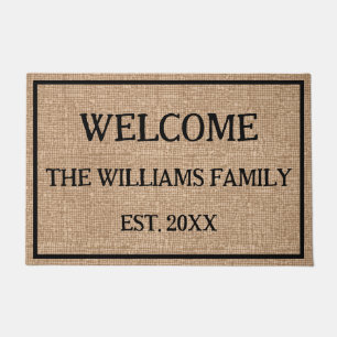 Personalized Rustic Family Name Monogram Doormat  