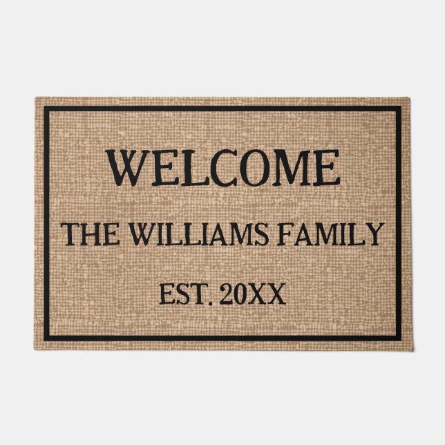 Personalized Rustic Family Name Monogram Doormat   (Front)