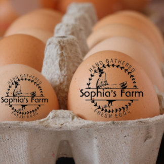 Personalized Rustic Farm Fresh Name Chicken egg Rubber Stamp