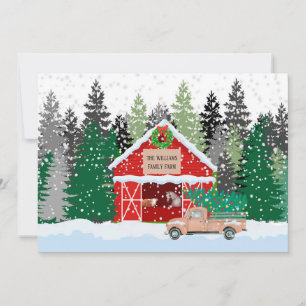 Personalized Rustic Farm Scene Christmas Card
