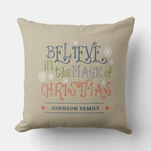 Personalized Rustic Farmhouse Christmas Throw Pillow