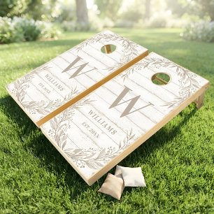 Personalized Rustic Farmhouse Family Monogram Cornhole Set
