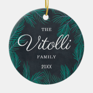 Personalized Rustic Farmhouse Family Name Custom Ceramic Ornament