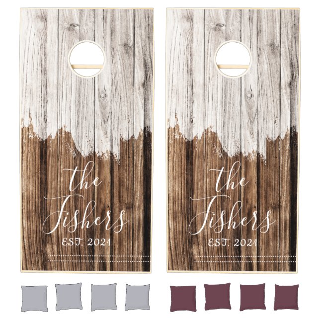 Personalized Rustic Farmhouse Newlywed Cornhole Set (Set)