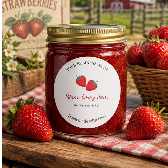 Personalized Rustic Farmhouse Strawberry Jam Label (Creator Uploaded)