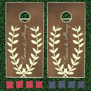 Personalized Rustic Farmhouse Wood Grain Wedding Cornhole Set