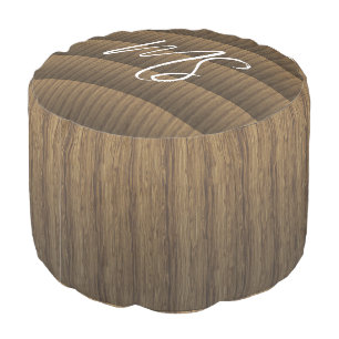 Personalized Rustic Faux Wood Panel Ottoman Pouf