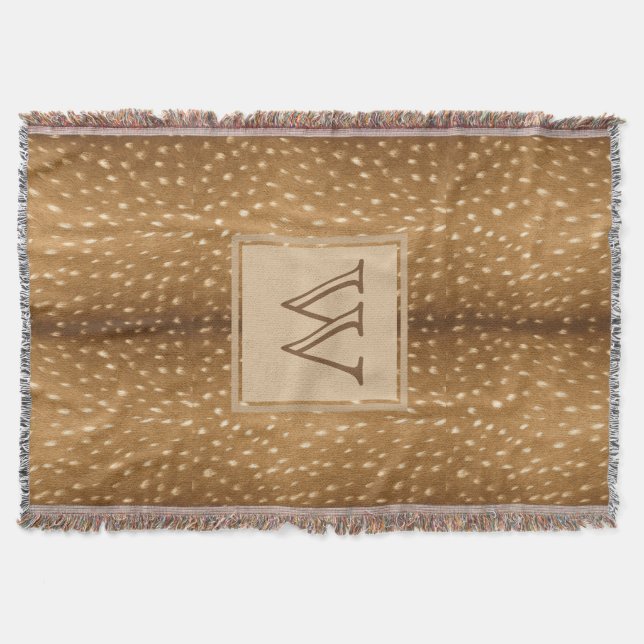 Personalized -  Rustic Fawn Deer Fur Print Throw Blanket (Front)