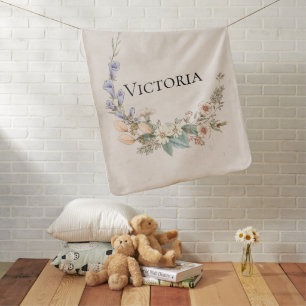 Personalized Rustic Floral Baby Girl Blanket