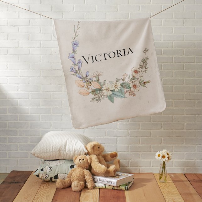 Personalized Rustic Floral Baby Girl Blanket (In Situ)