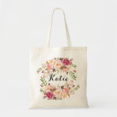 Personalized Rustic Floral Braidsmaid Tote Bag (Front)